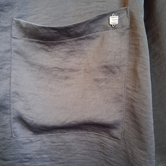 Fabletics Sleep Button‎ Down Pewter Gray Slate Silky Satin Feel Womens 3XL EUC - Picture 8 of 10